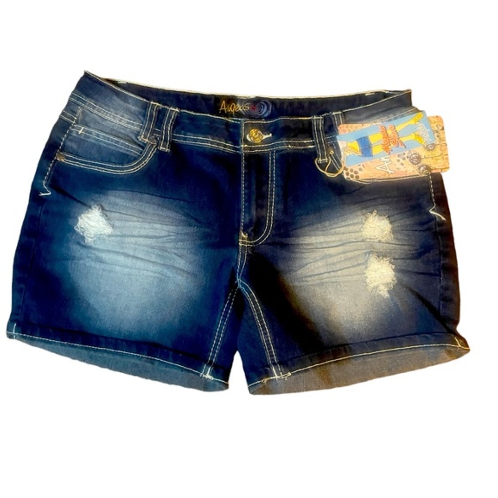Angel's Jeans Distressed Shorts Swarovski Crystal Embellished Sz 13 Festival